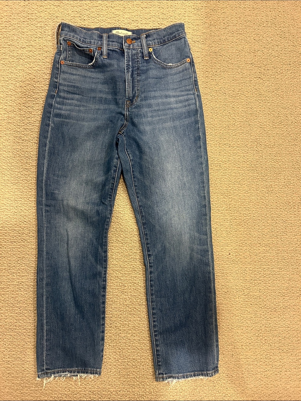 Madewell The Perfect Vintage Crop Jean Blue Raw Hem 27